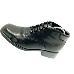 Wesley & Co Black Leather Loop Button Ankle Boots Women 7.5W Booties Goth Grunge